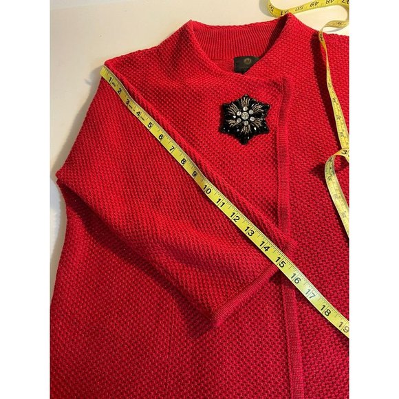 JM Collection Sweater Jacket Women Size Small Petite Red Sparkles Cotton Blend - Picture 11 of 12